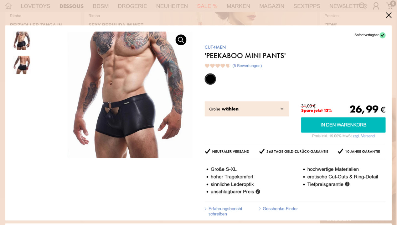 CUT4MEN: Peekaboo Mini Pants, Artikelbild