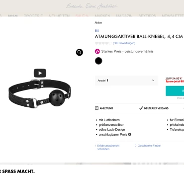 Atmungsaktiver Ball-Knebel, 4,4 cm, Artikelbild