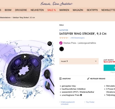 Ein besonderes Sexspielzeug für Männer: der Satisfyer ‚Ring Stroker‘, 9,5 cm, Artikelbild