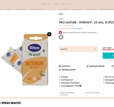 Ritex Kondome Pro Nature – Intensiv, 55 mm, 8 Stück, Artikelbild