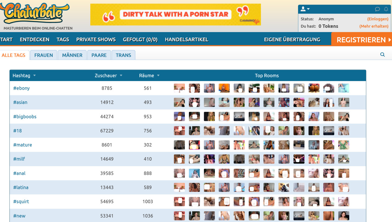 Chaturbate.com Vorlieben Tags Screenshot