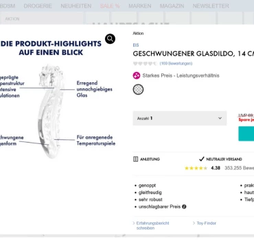 Heiß-kalte Review: der geschwungene Glasdildo 14 cm im Test, Artikelbild