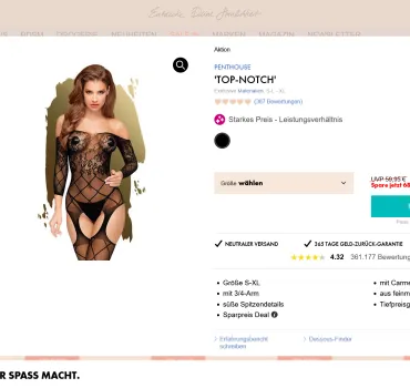 Penthouse TOP-NOTCH Bodystocking, Artikelbild