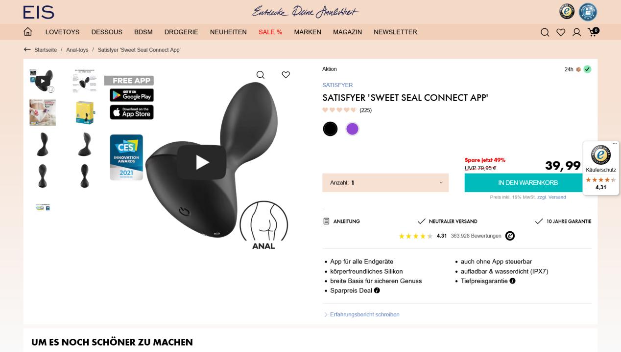 Satisfyer Sweet Seal im Test: ein Analsex-Toy der Extraklasse, Artikelbild