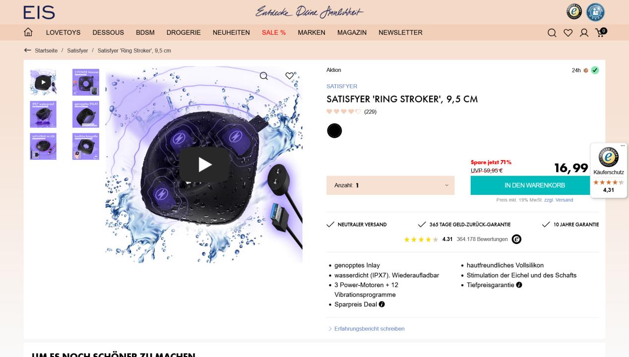 Intensive Handjob-Lust: der Satisfyer ‚Ring Stroker‘, 9,5 cm Test, Artikelbild