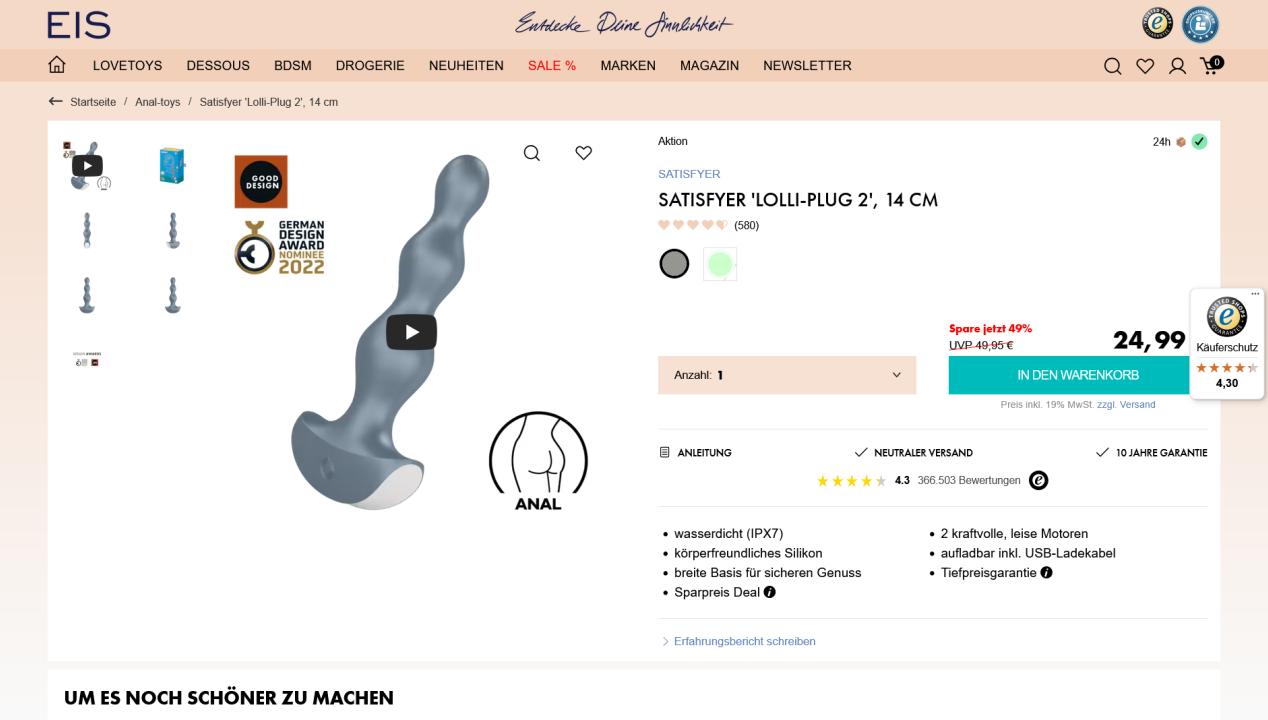 Satisfyer 'Lolli-Plug 2': ein smarter Analvibrator im Test, Artikelbild