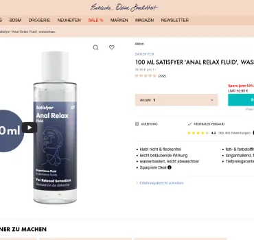 100 ml Satisfyer 'Anal Relax Fluid', wasserbasiert: der Analgleitgel-Test, Artikelbild