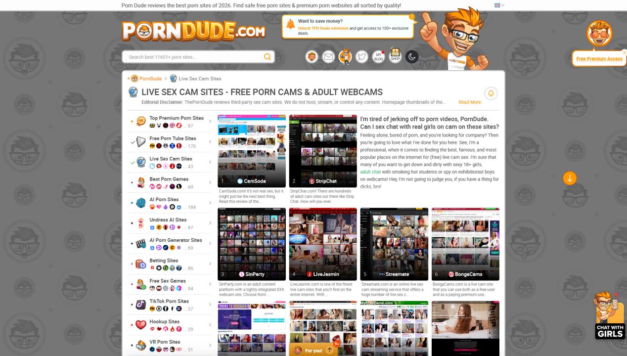 Übersicht von theporndude.com Top Sex Cam Sites