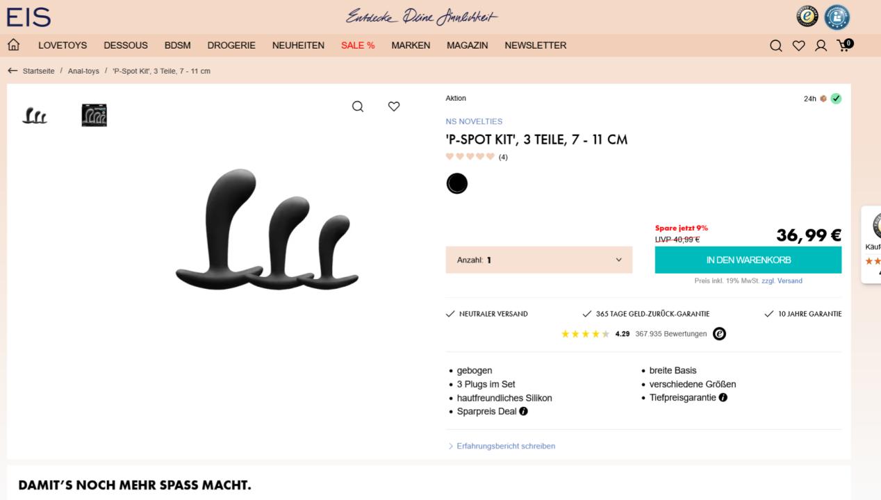 Analplugs P-Spot Kit: Der dreifache Prostata-Stimulationstest, Artikelbild
