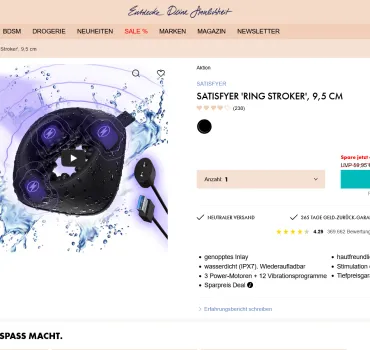 Der Satisfyer Ring Stroker 9,5 cm Test mit Masturbator-Vibration, Artikelbild