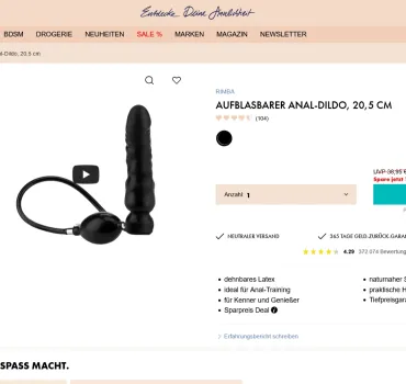 Aufblasbarer Anal-Dildo, 20,5 cm – Stans Erfahrungen, Artikelbild