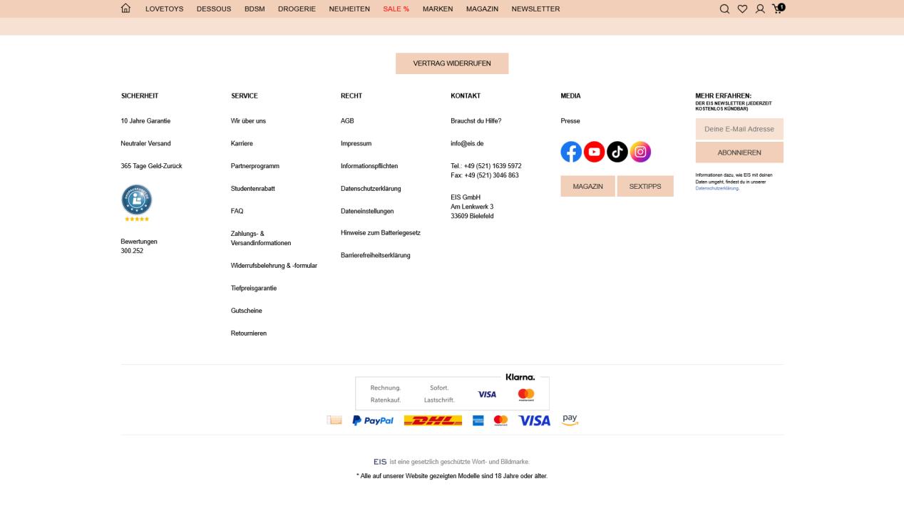 Eis.de Kontaktdaten – Screenshot